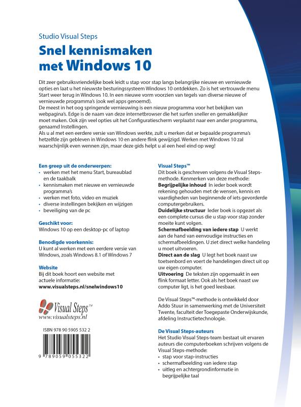 Achterkant van Snel kennismaken met Windows 10