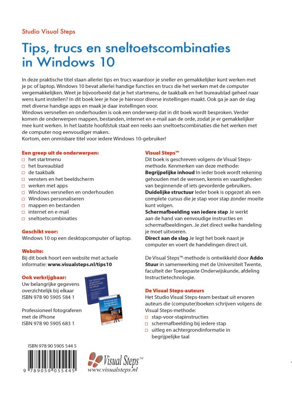 Achterkant van Tips, trucs en sneltoetscombinaties in Windows 10