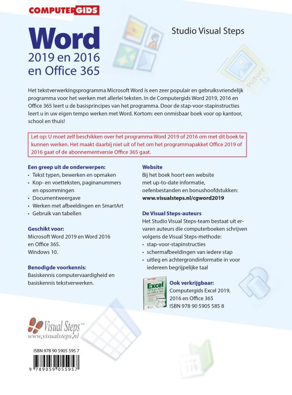 Achterkant van Computergids Word 2019, 2016 en Office 365