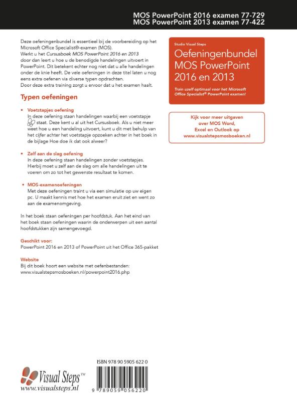 Achterkant van Oefeningenbundel MOS PowerPoint 2016 en 2013