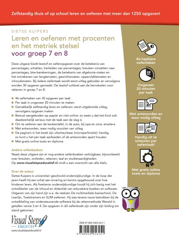 Achterkant van Leren en oefenen met procenten en metriek stelsel voor groep 7 en 8