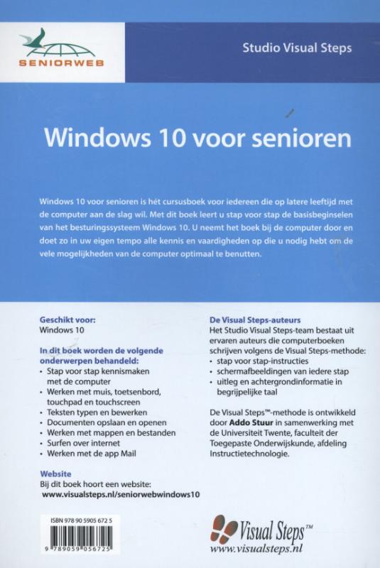 Achterkant van Cursusboek Windows 10 voor senioren