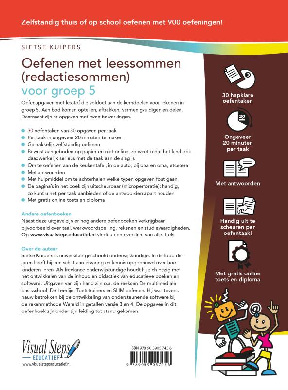 Achterkant van Oefenen met leessommen (redactiesommen) voor groep 5