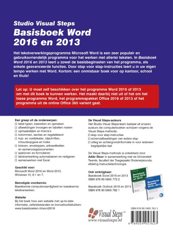 Achterkant van Basisboek Word 2016 en 2013