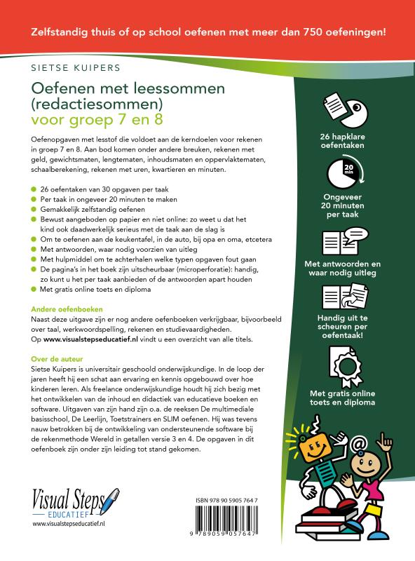 Achterkant van Oefenen met leessommen (redactiesommen) voor groep 7 en 8