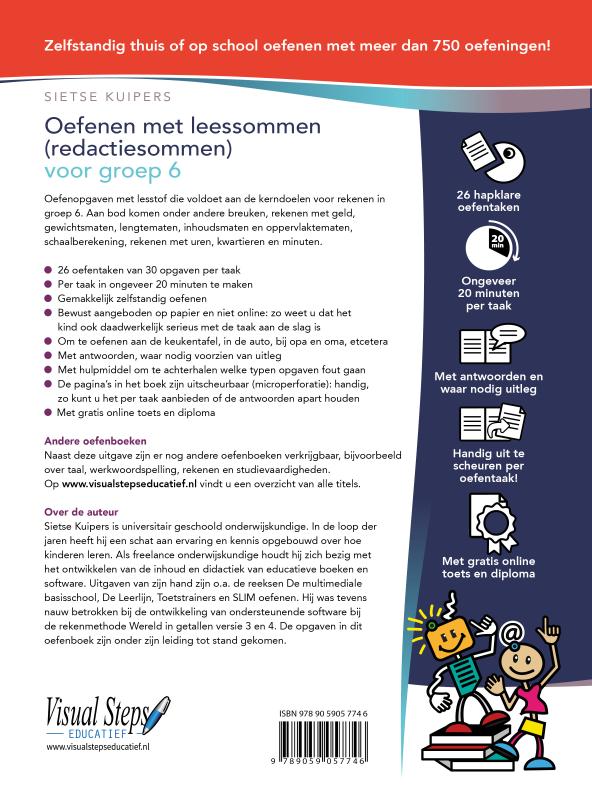 Achterkant van Oefenen met leessommen (redactiesommen) voor groep 6
