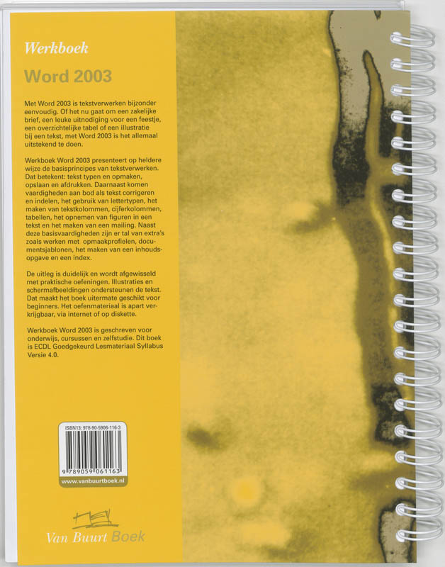 Achterkant van Werkboek Word 2003