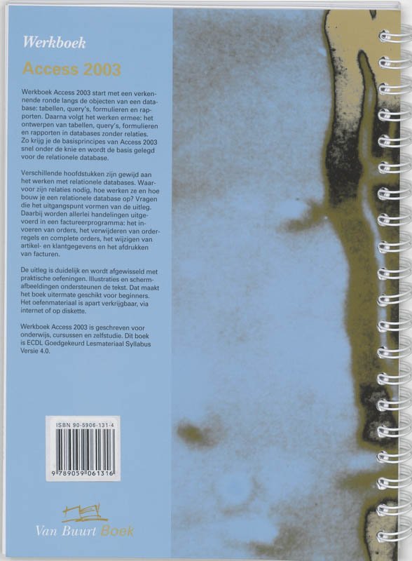 Achterkant van Werkboek Access 2003