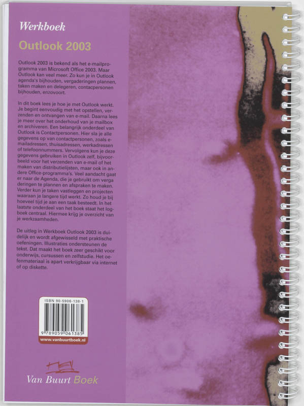 Achterkant van Werkboek Outlook 2003