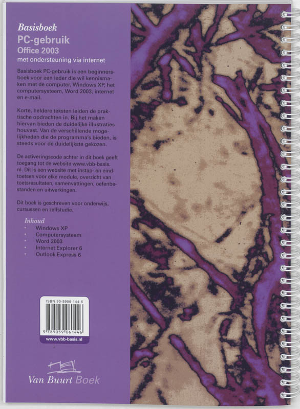 Achterkant van Basisboek PC-gebruik met Office 2003