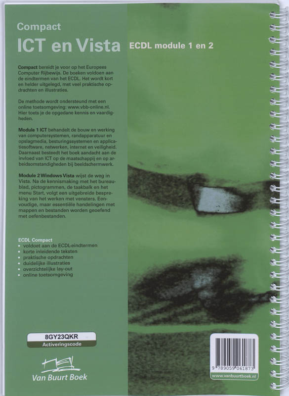 Achterkant van ECDL module 1 en 2