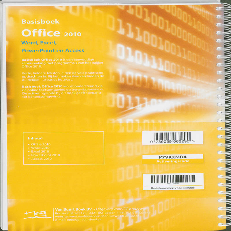 Achterkant van Basisboek Office 2010