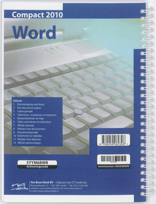 Achterkant van Compact Word 2010