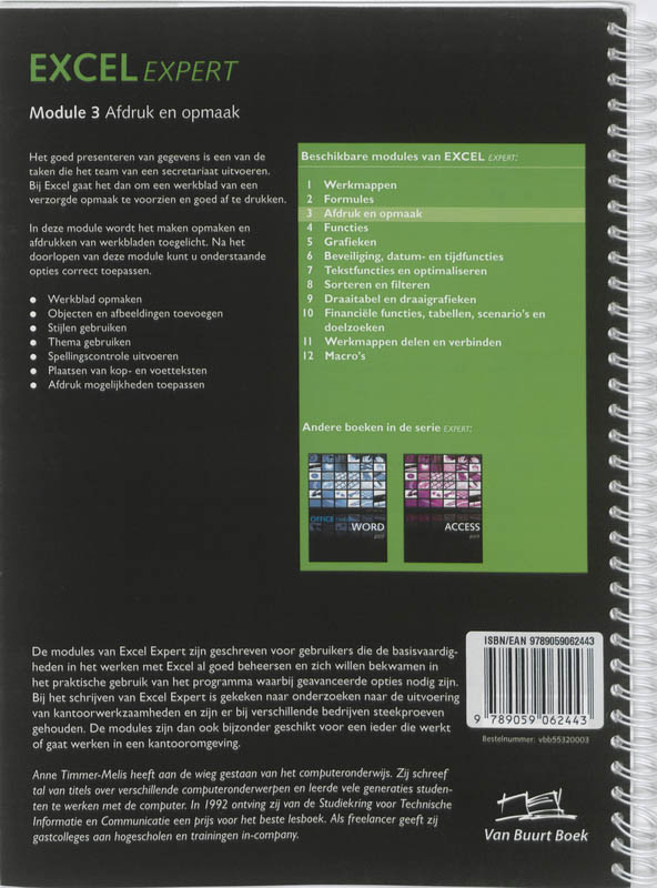Achterkant van Module 3 Excel 2007