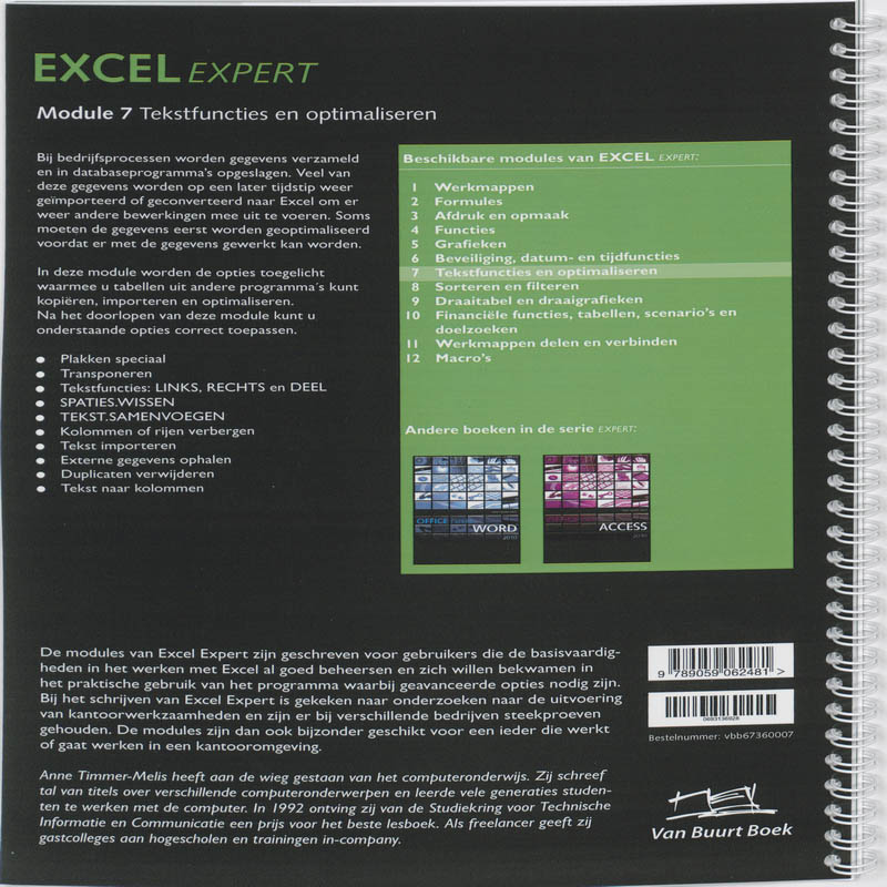 Achterkant van Tekstfuncties en optimaliseren module 7