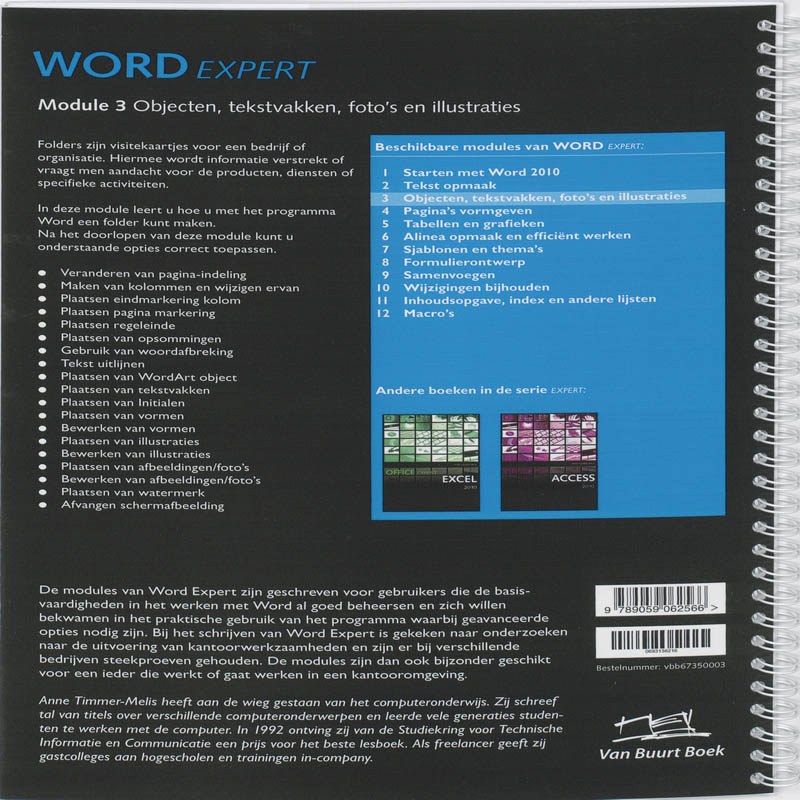 Achterkant van Word Expert 2010 - Module 2: Tekst opmaak