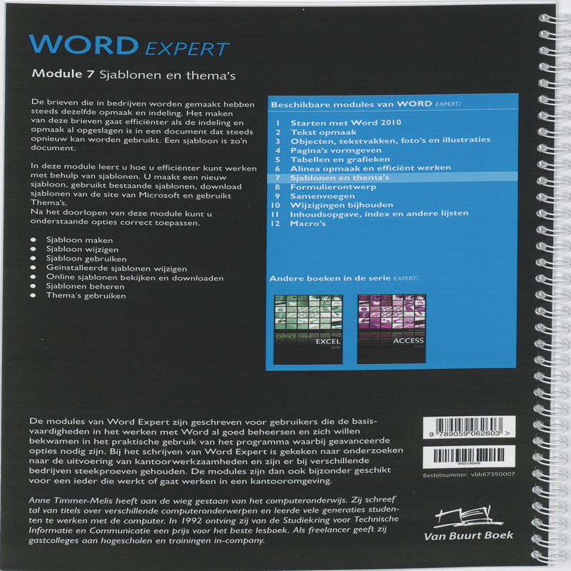 Achterkant van Sjablonen en thema's Module 7