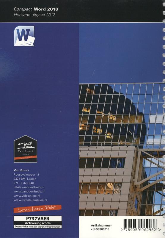 Achterkant van Compact Word 2010
