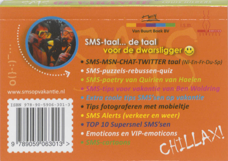 Achterkant van SMS op vakantie
