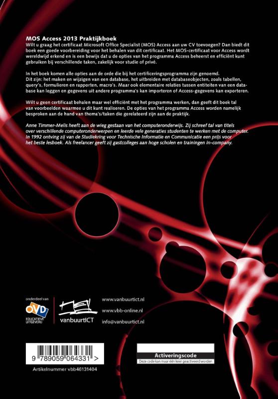 Achterkant van MOS Access 2013 praktijkboek