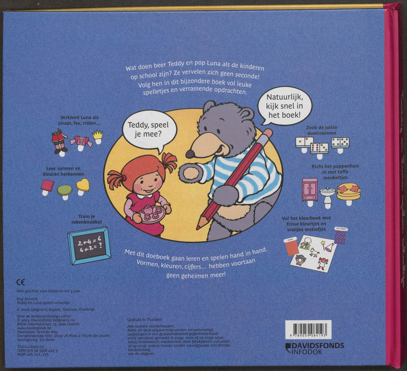 Achterkant van Teddy en Luna spelen schooltje