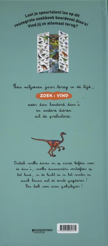 Achterkant van Zoek en vind de dino's