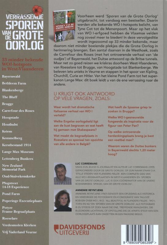 Achterkant van Verrassende sporen van de grote oorlog