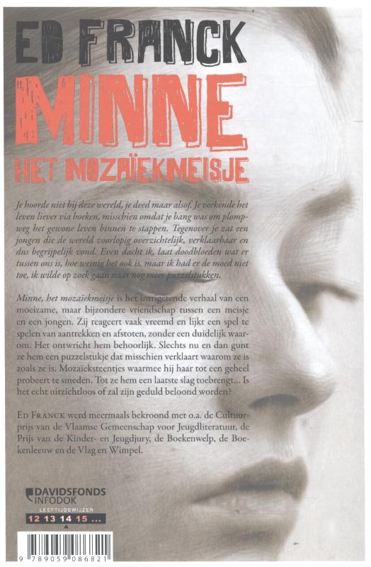 Achterkant van Minne, het mozïekmeisje