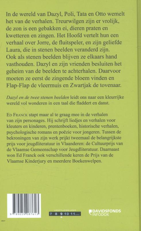 Achterkant van Dazyl en de twee stenen beelden