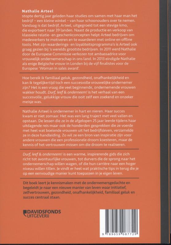 Achterkant van Durf, leef & onderneem!