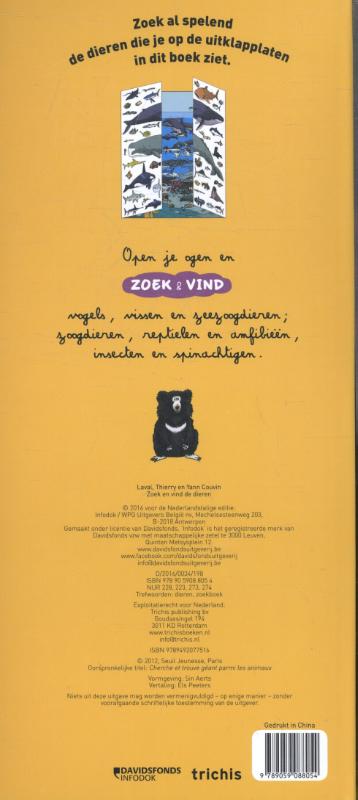 Achterkant van Zoek en vind de dieren