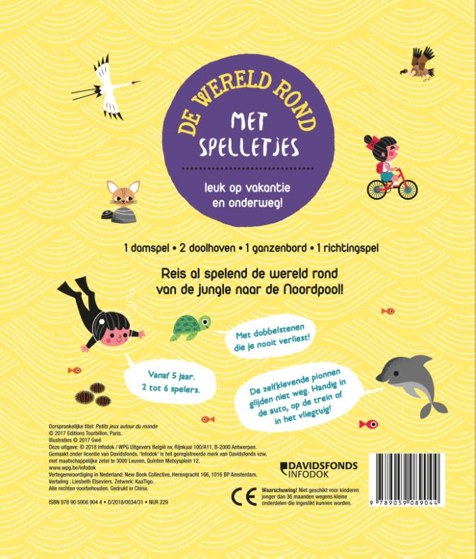 Achterkant van De wereld rond met spelletjes