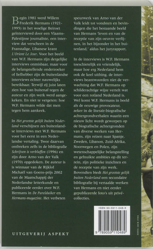 Achterkant van W.F. Hermans, het grootste gelijk buiten Nederland