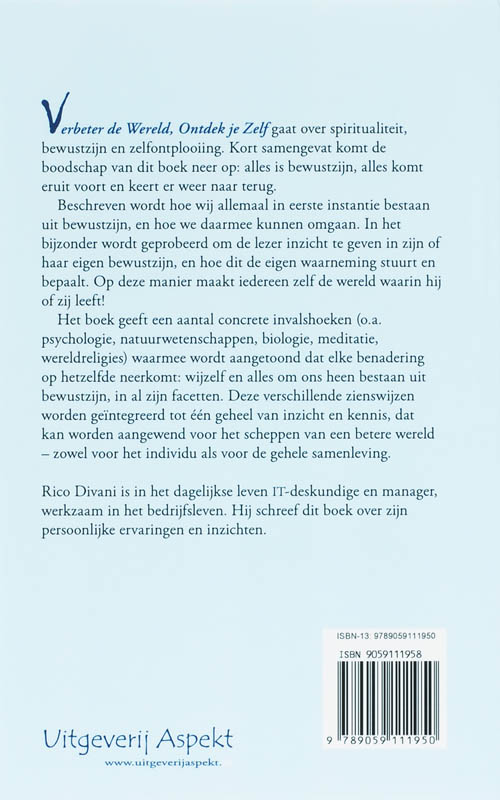 Achterkant van Verbeter de wereld ontdek je Zelf