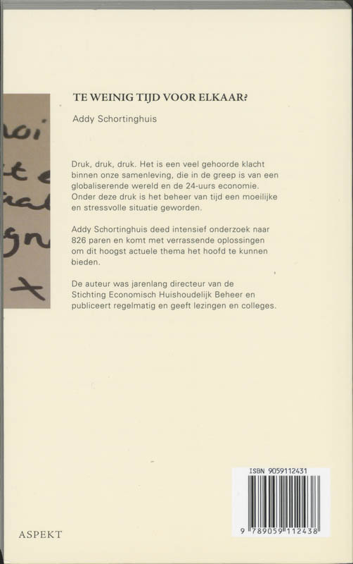 Achterkant van Te weinig tijd voor elkaar?