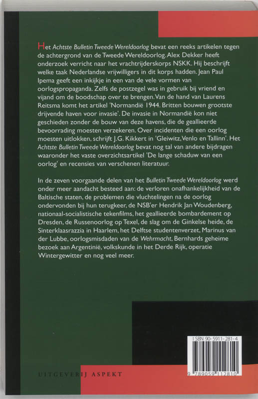 Achterkant van Achtste bulletin van de Tweede Wereldoorlog