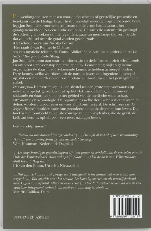 Achterkant van De ware Graal en zijn valse hoeders