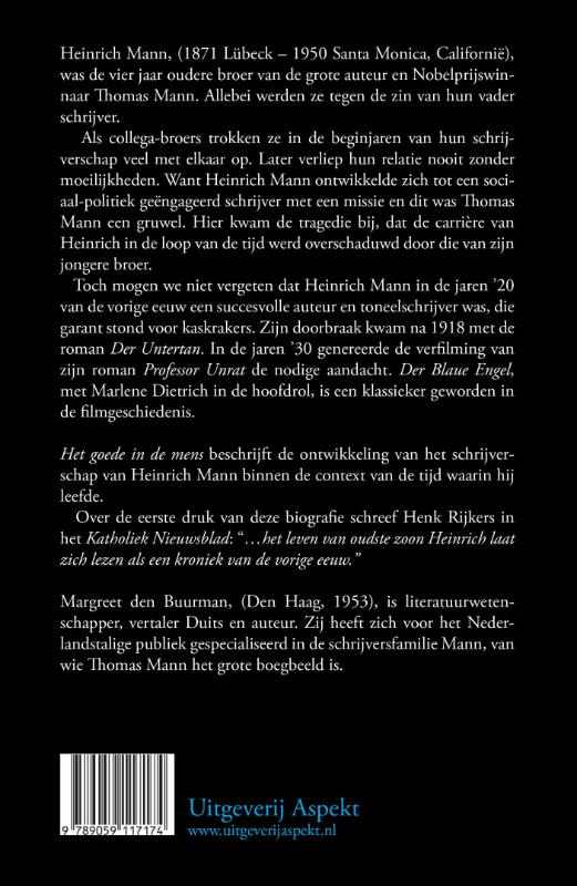 Achterkant van Heinrich Mann Een biografie