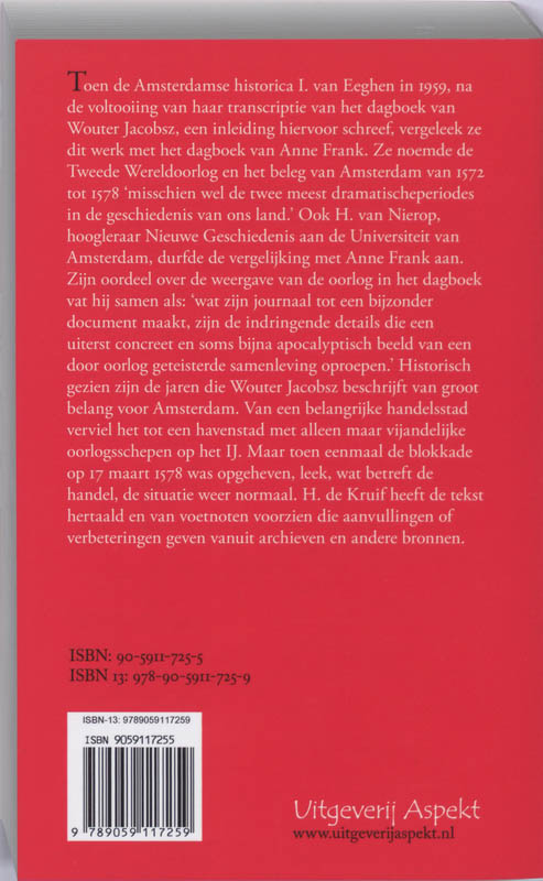 Achterkant van Dagboek van broeder Wouter Jacobsz 1572-1579