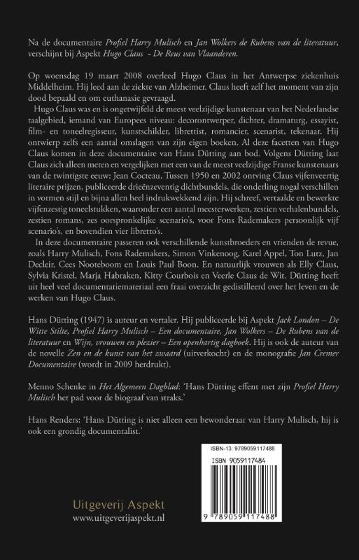 Achterkant van Hugo Claus