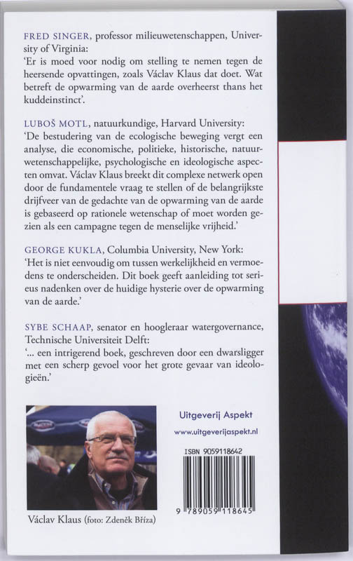 Achterkant van Blauwe planeet (niet groen)
