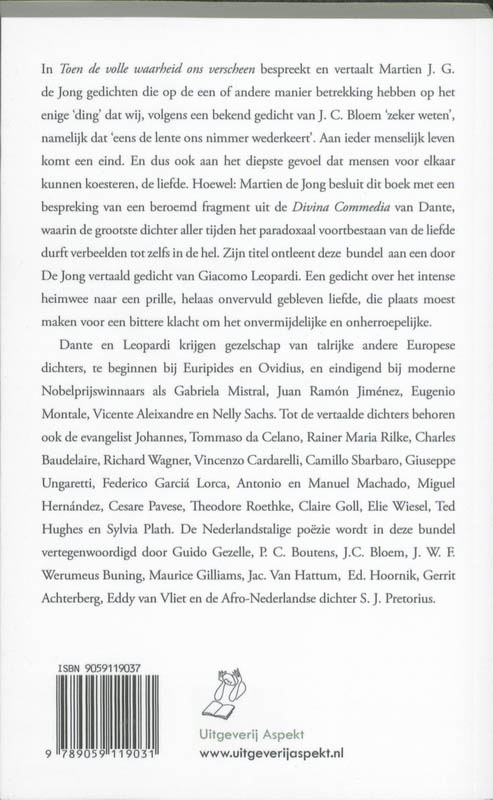 Achterkant van Toen de volle waarheid ons verscheen