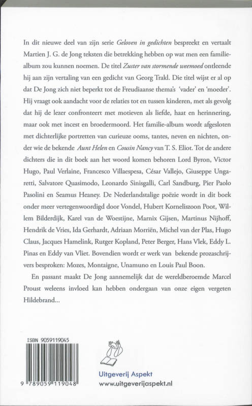 Achterkant van Zuster van stormende weemoed