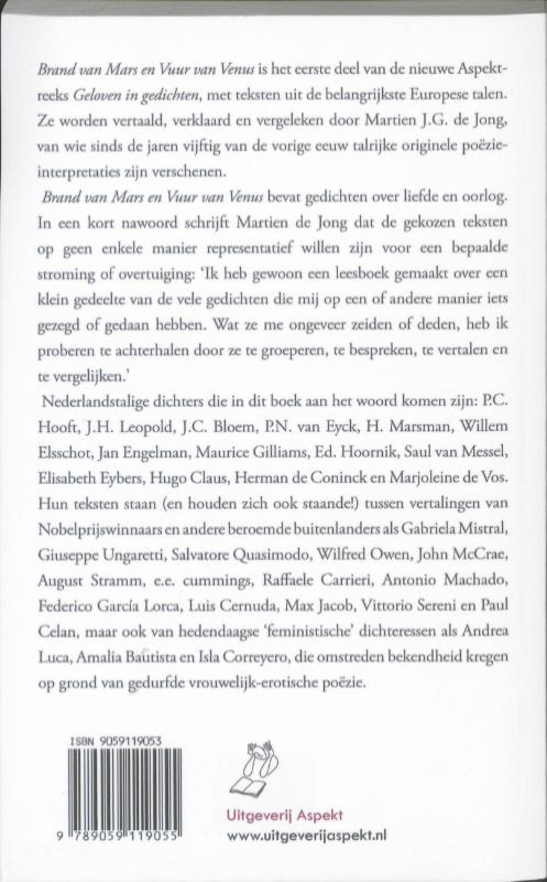 Achterkant van Brand van Mars en vuur van Venus