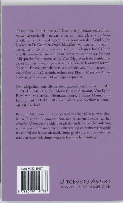 Achterkant van Vaarwel, vaarwel tot wederziens