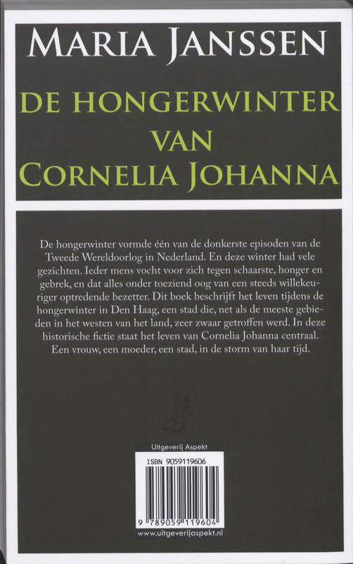 Achterkant van De hongerwinter van Cornelia Johanna