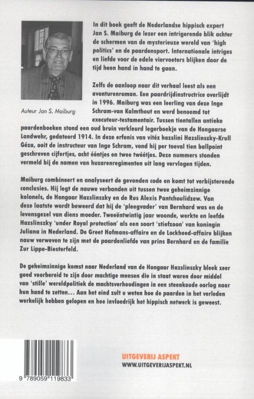 Achterkant van De paardenfluisteraar van Oranje