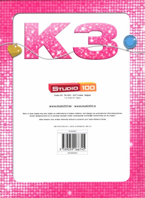 Achterkant van K3 vriendenboek
