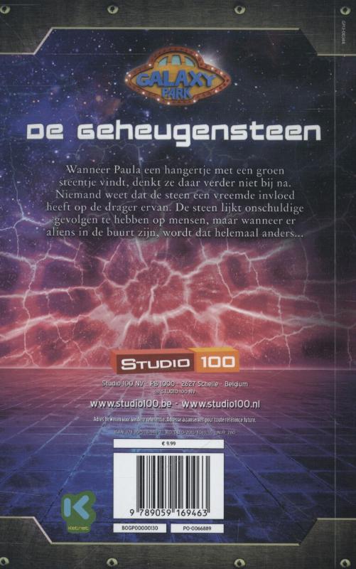 Achterkant van Galaxy Park De geheugensteen