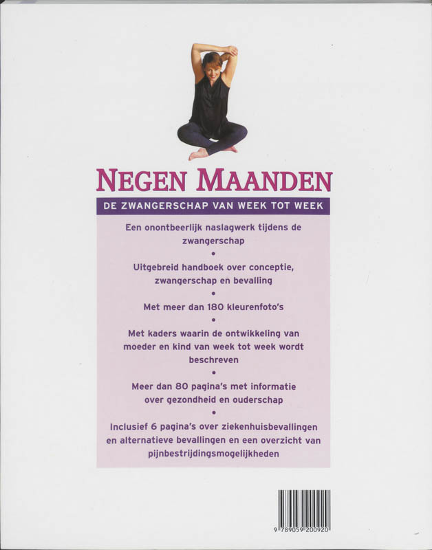 Achterkant van Negen maanden, de zwangerschap van week tot week